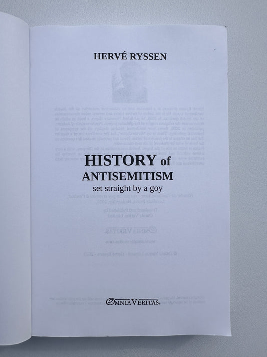 'History of Anti-Semitism: Set Straight by a Goy by Herve Ryssen