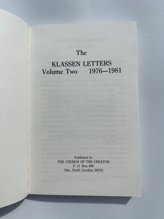 Klassen Letters, Volume 2: 1976 to 1981 by Ben Klassen PB