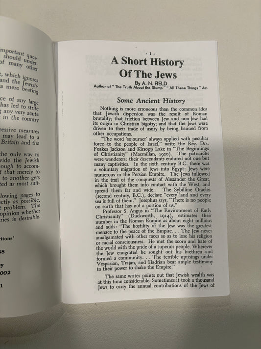 Short History of the Jews by Arthur Field SB