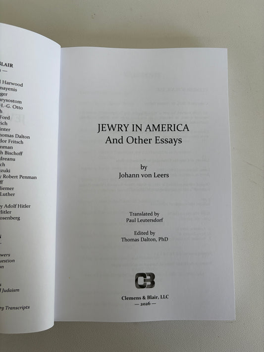 Jewry in America by Johann von Leers PB