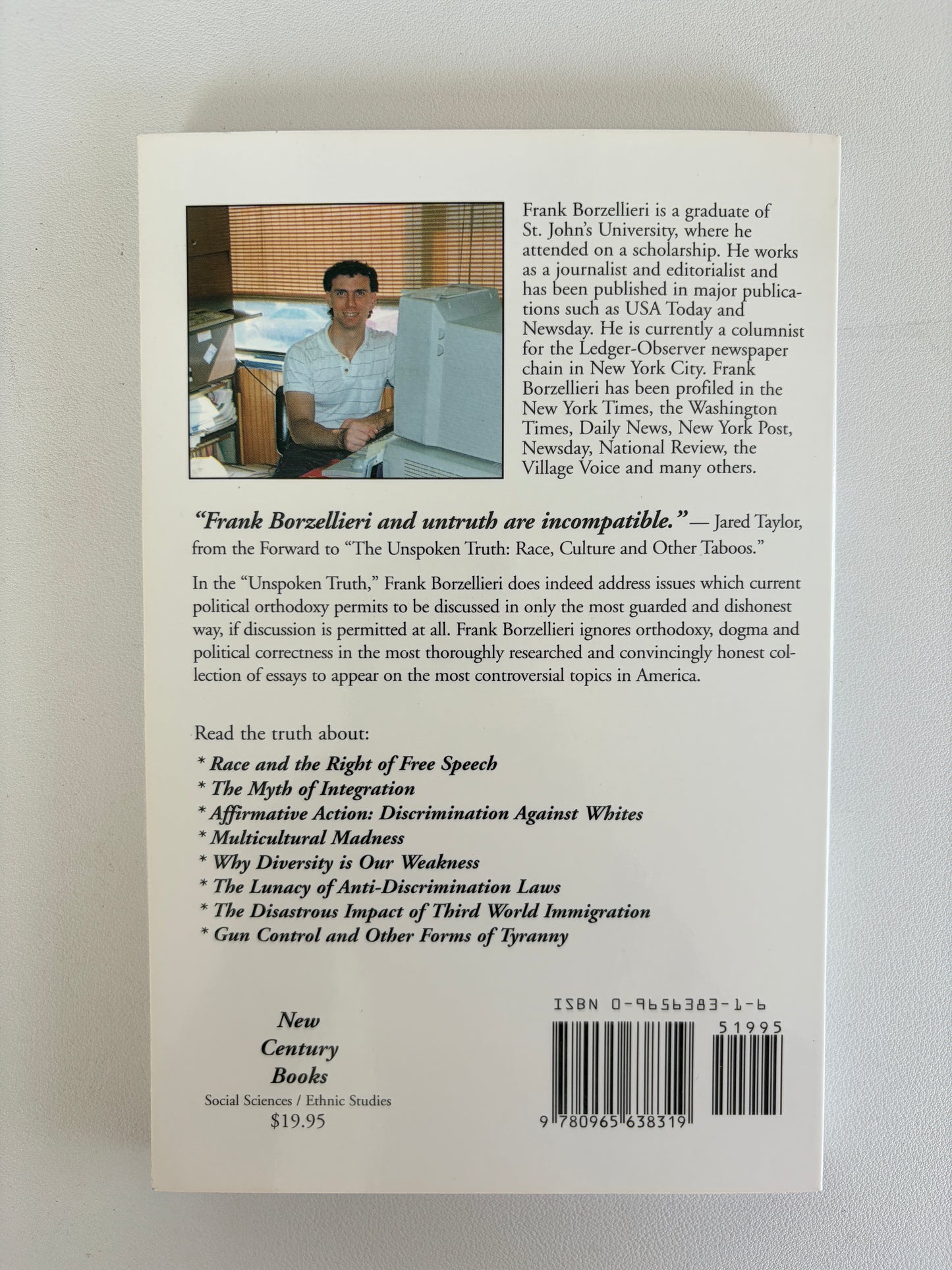 Unspoken Truth: Race, Culture, and Other Taboos by Frank Borzelieri PB