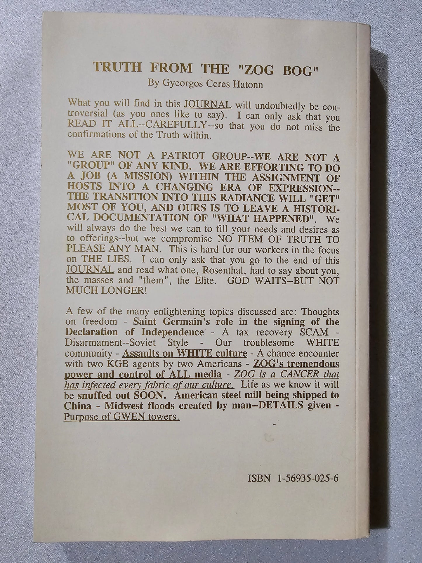 Truth from the ZOG Bog by Gyeorgos Hatonn
