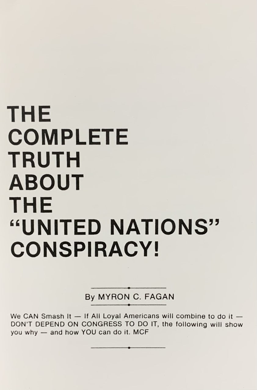 Complete Truth About the United Nations Conspiracy by Myron Fagan