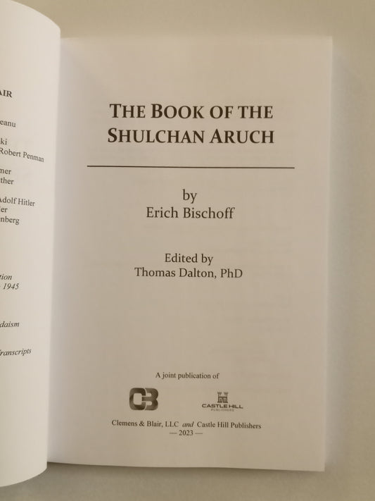 Book of Shulchan Aruch by Erich Bischoff PB