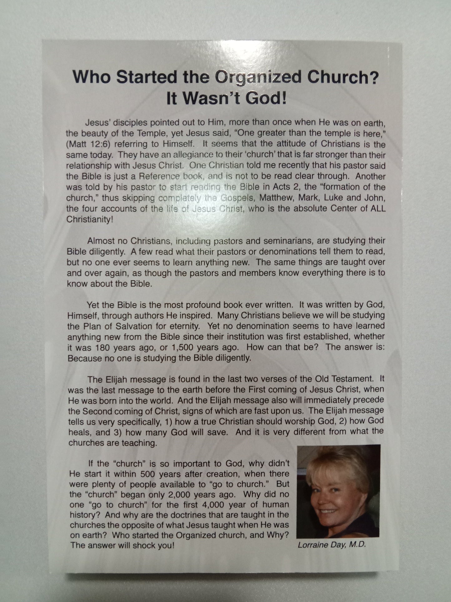 Who Started the Organized Church?: It Wasn't God! by Lorraine Day