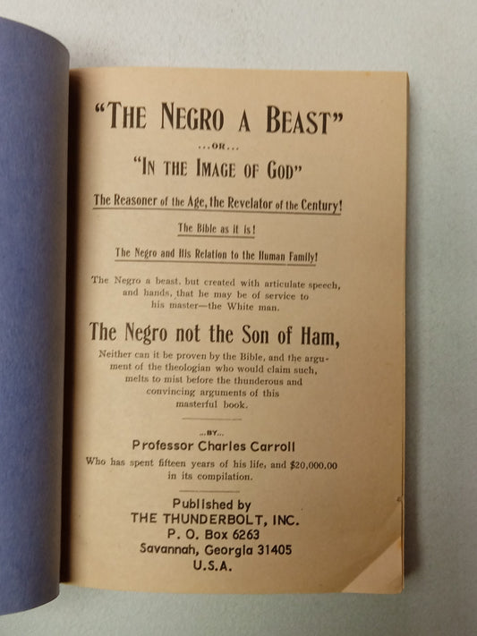 Negro … a Beast: In the Image of God by Charles Carroll
