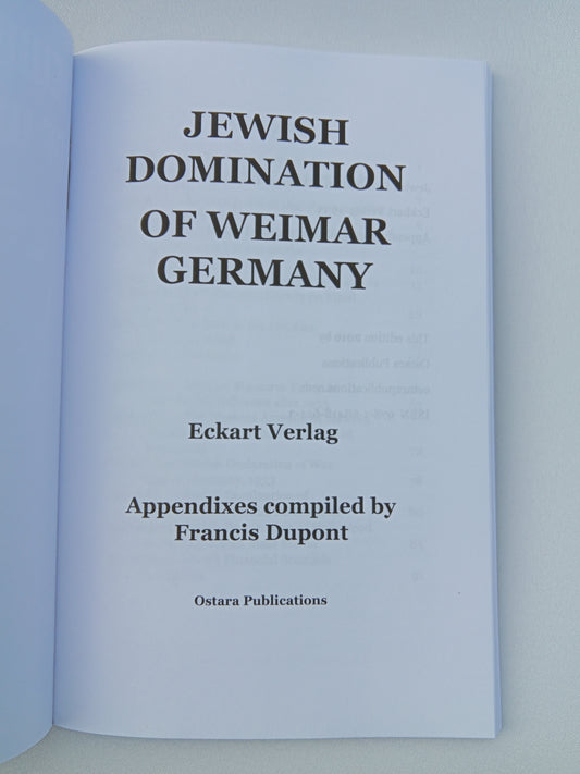 Jewish Domination of Weimar Germany by Eckart Verlag PB