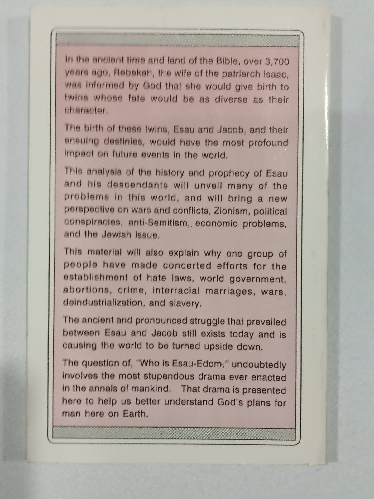 Who is Esau-Edom? by Charles Weisman PB