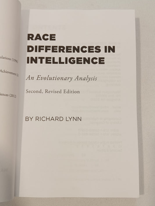 'Race Differences in Intelligence: An Evolutionary Analysis by Richard Lynn
