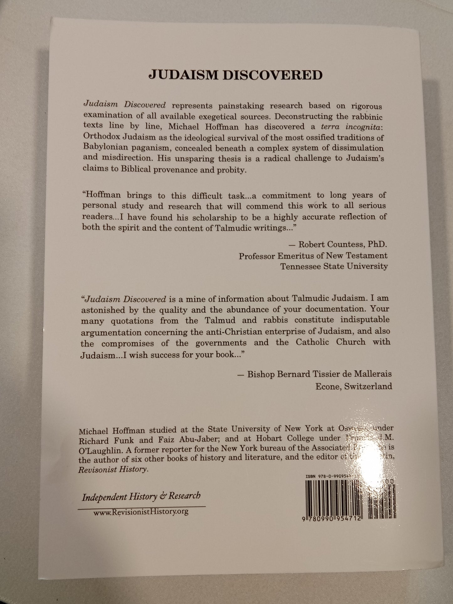 'Judaism Discovered: A Study of the Anti-Biblical Religion of Racism, Self-Worship, Superstition, and Deceit by Michael Hoffman PB