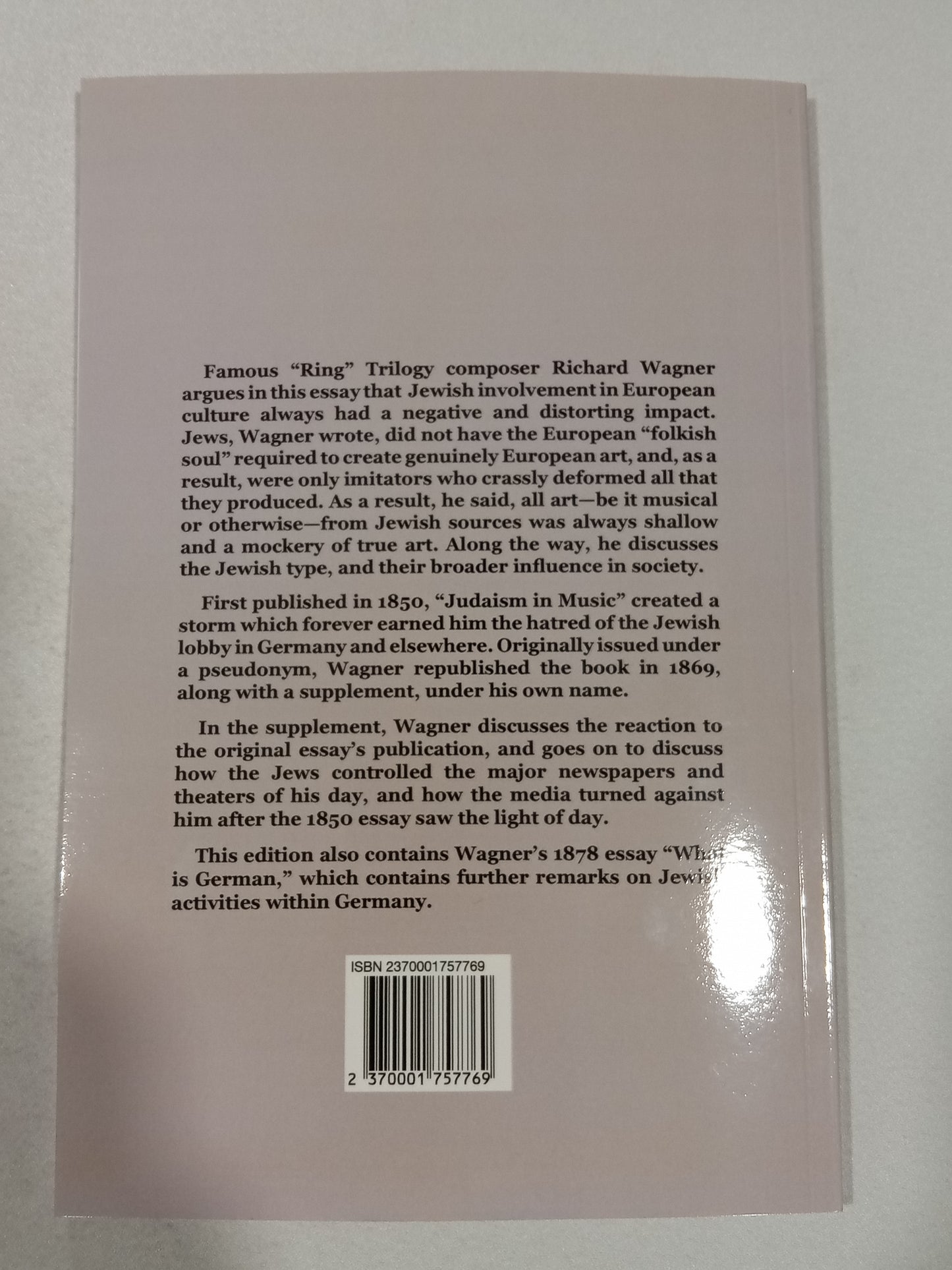 Judaism in Music by Richard Wagner PB