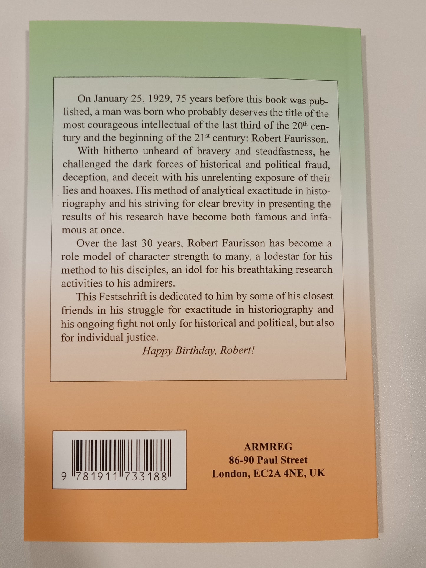 Exactitude: Festschrift for Professor Dr. Robert Faurisson by Germar Rudolf PB