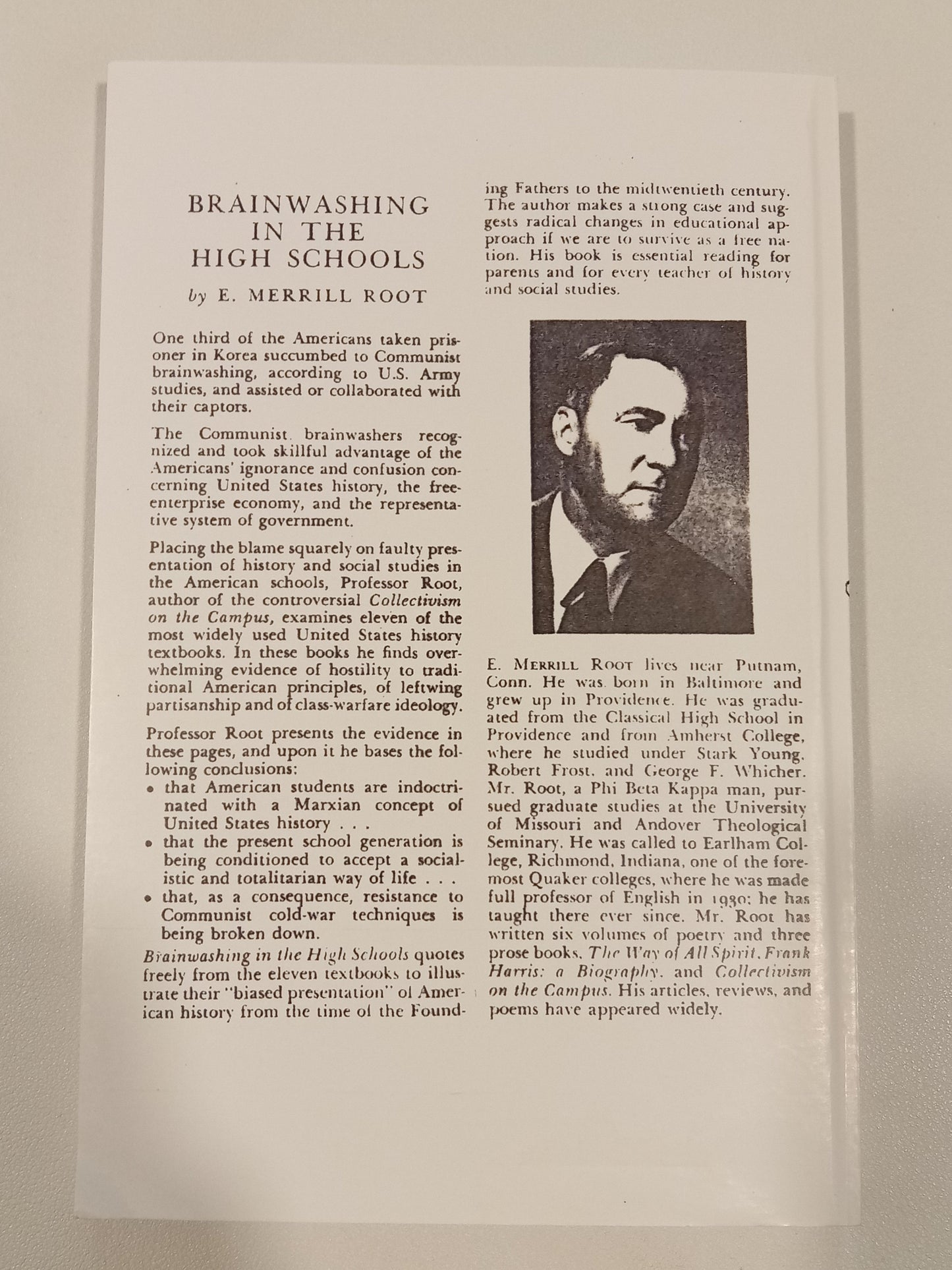 Brainwashing in the High Schools: An Examination of Textbooks by Merrill Root PB