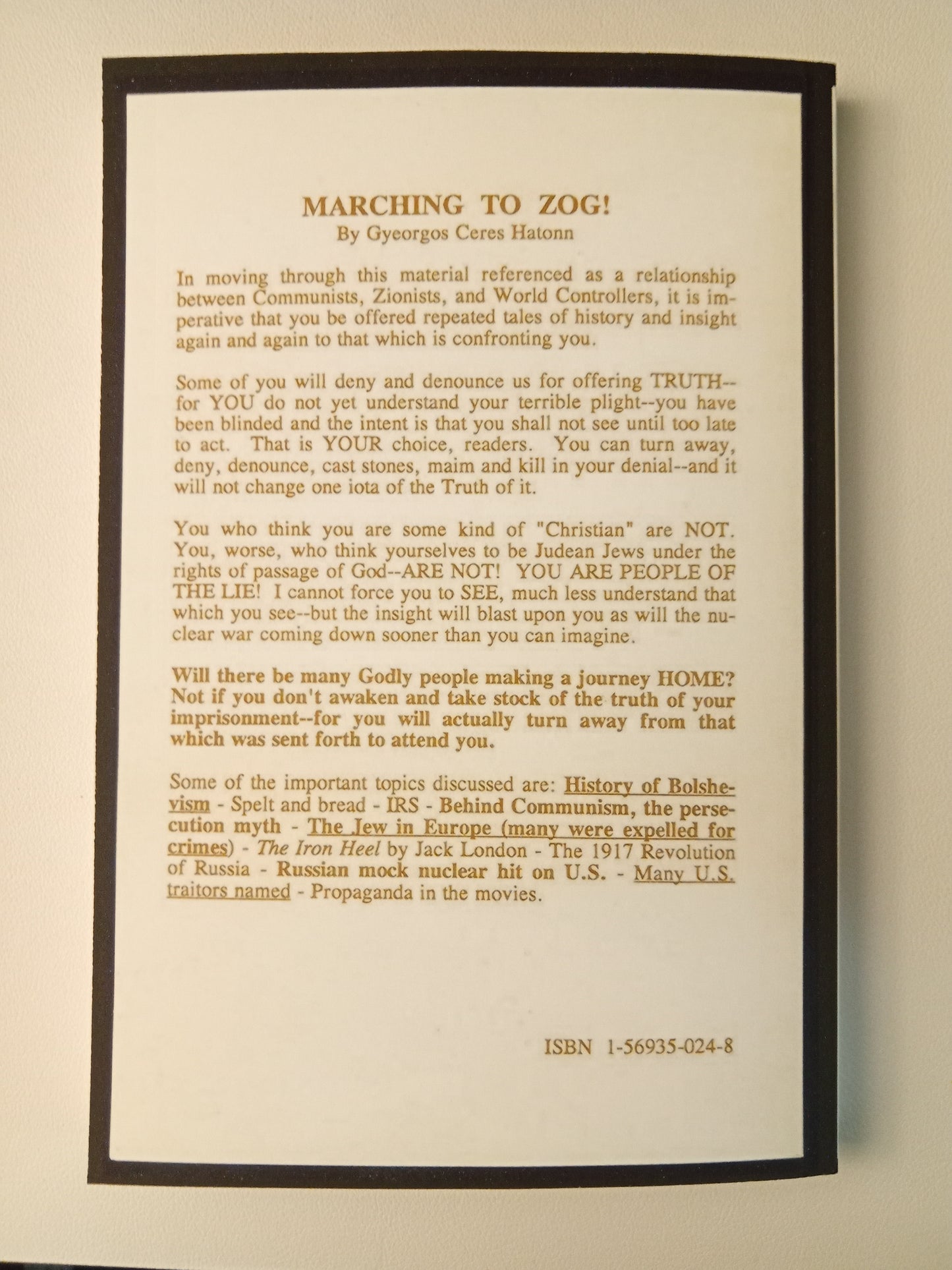 Marching to ZOG! by Gyeorgos Hatonn PB