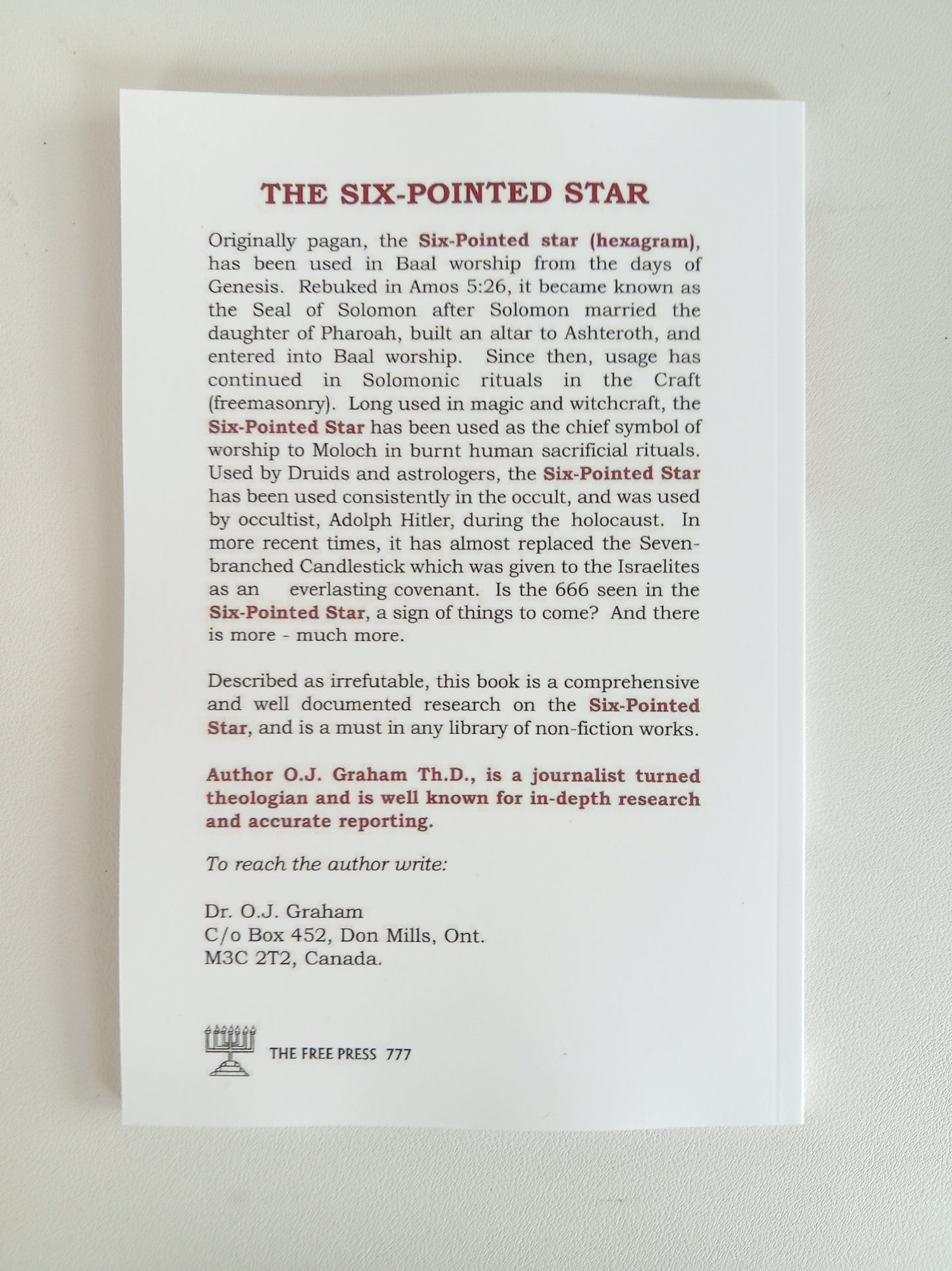 Six-Pointed Star: Its Origin and Usage by O. Graham PB