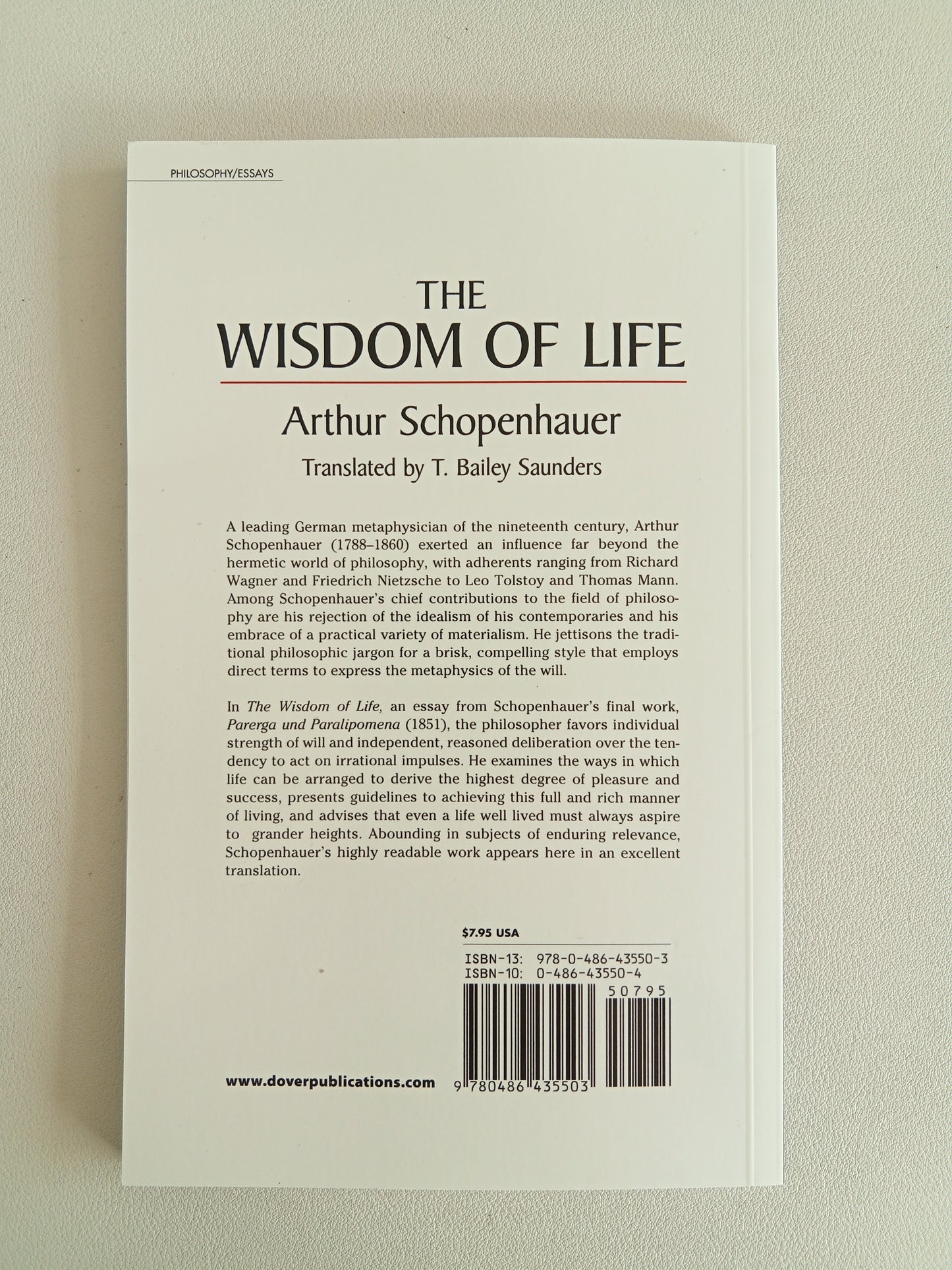 Wisdom of Life by Arthur Schopenhauer PB