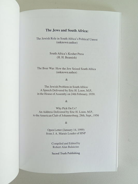 Jews and South Africa by Robert Balaicius PB