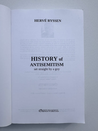 'History of Anti-Semitism: Set Straight by a Goy by Herve Ryssen