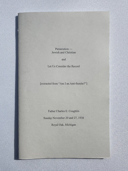 Persecution: Jewish and Christian by Charles Coughlin SB