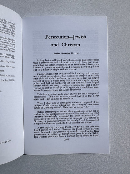 Persecution: Jewish and Christian by Charles Coughlin SB