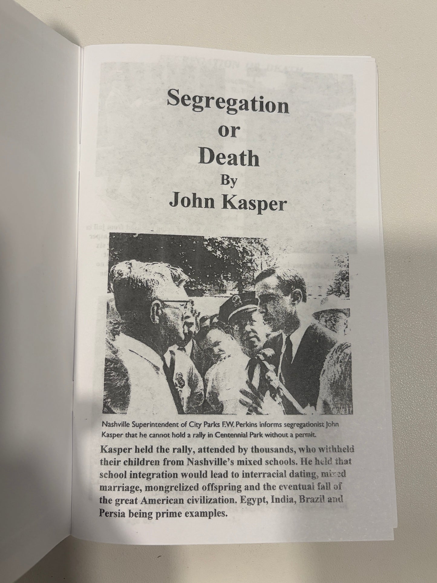 Segregation or Death by John Kasper SB