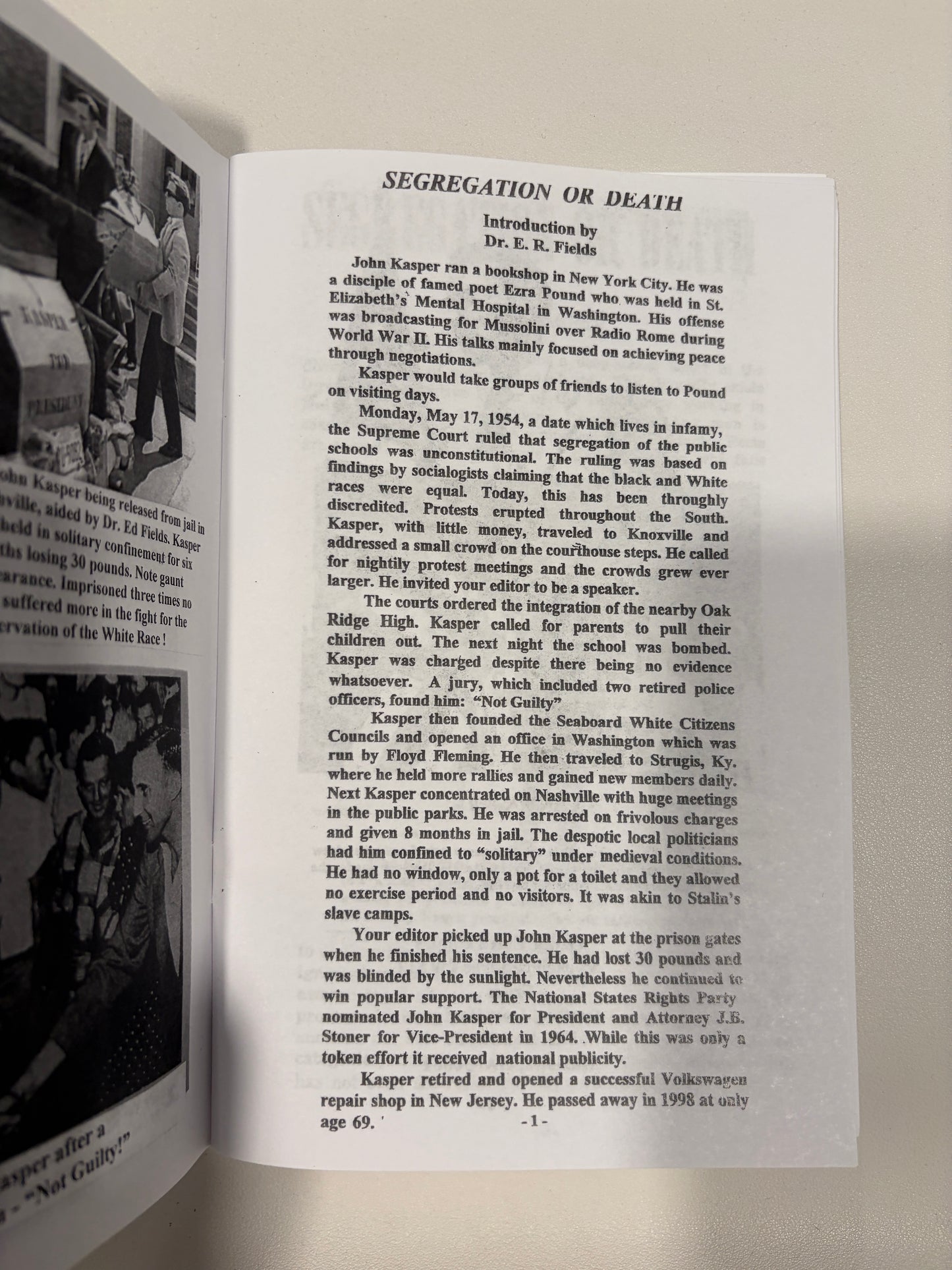 Segregation or Death by John Kasper SB