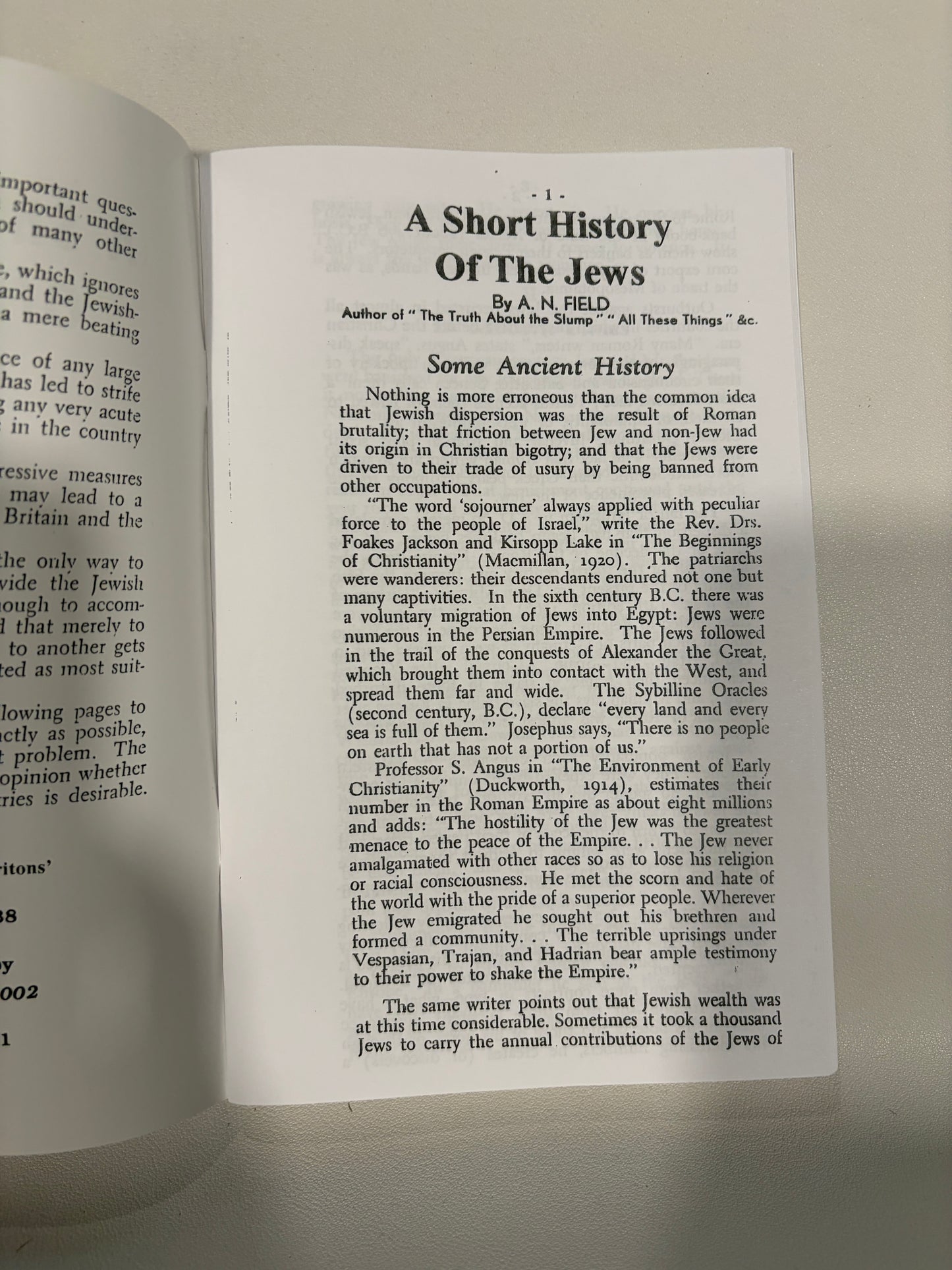 Short History of the Jews by Arthur Field SB