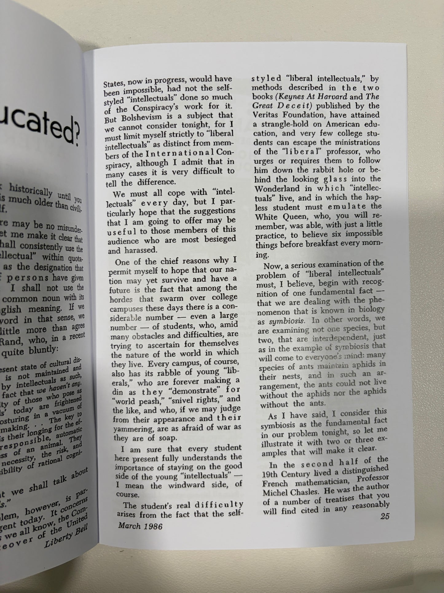 Can Liberals Be Educated? by Revilo Oliver SB