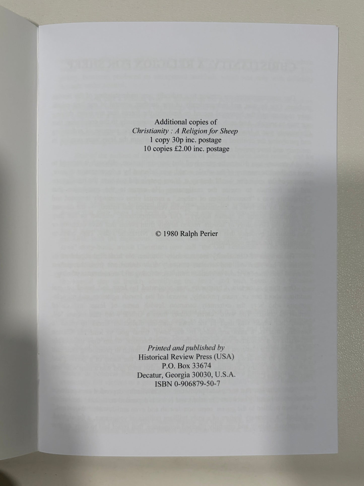 Christianity: A Religion for Sheep by Ralph Perrier SB