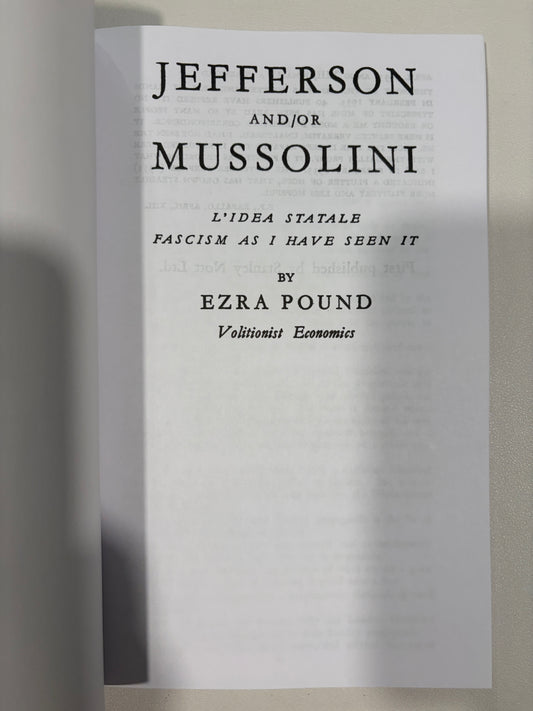 Jefferson and/or Mussolini by Ezra Pound PB