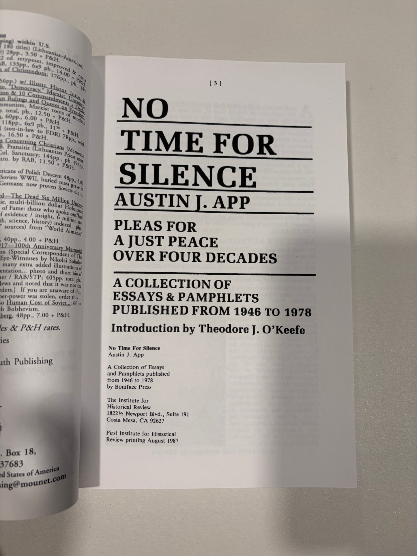 No Time for Silence: And Other Writings by Austin App PB