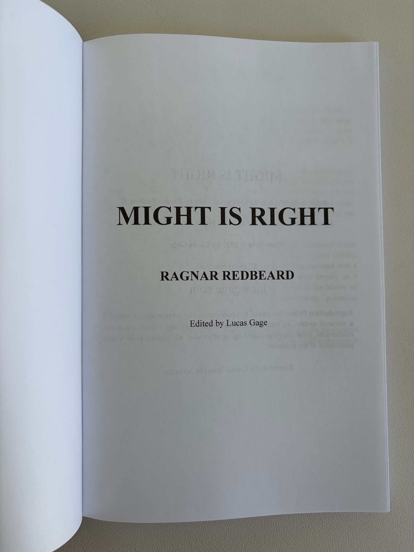 Might is Right: Survival of the Fittest by Ragnar Redbeard PB