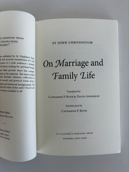 On Marriage and Family Life by John Chrysostom PB
