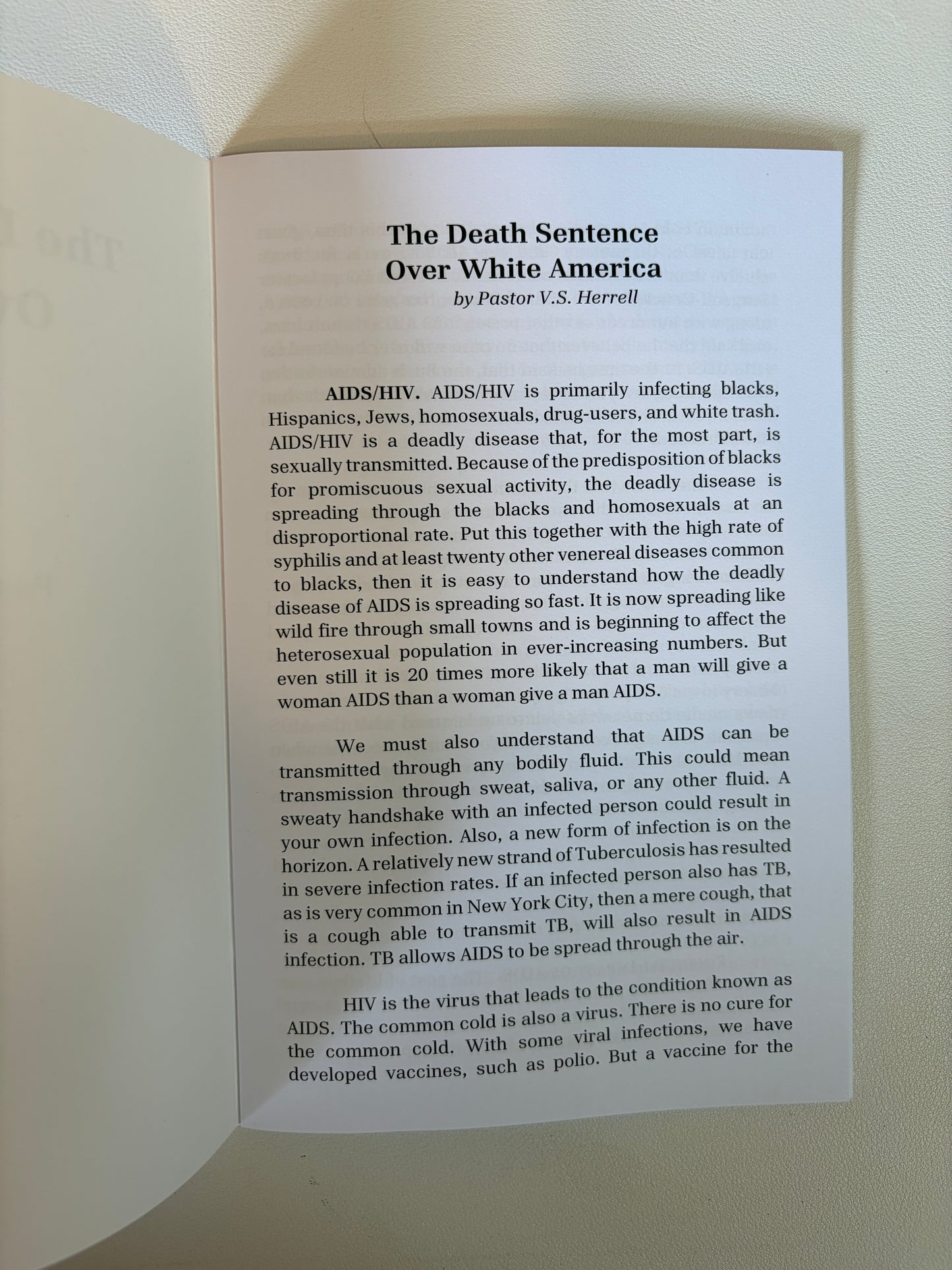 Death Sentence Over White America by V. Herrell SB