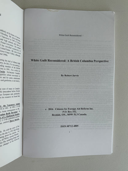 White Guilt Reconsidered by Robert Jarvis SB