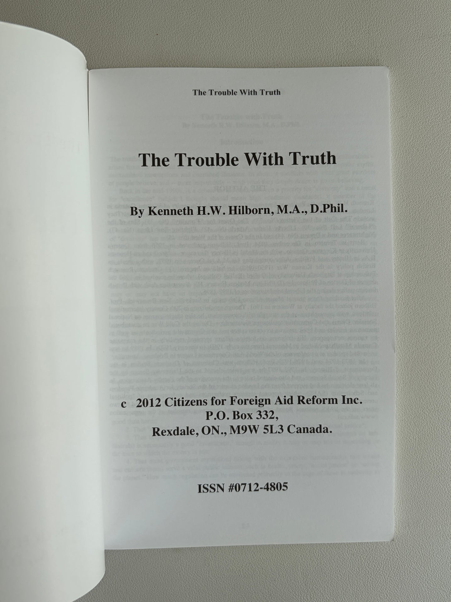 Trouble with Truth by Kenneth Hilborn SB