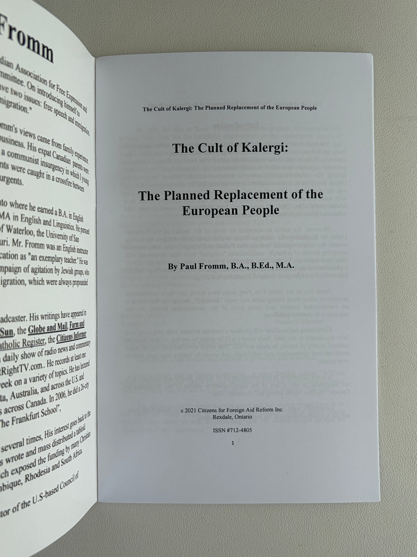 Cult of Kalergi: The Planned Replacement of the European People by Paul Fromm SB