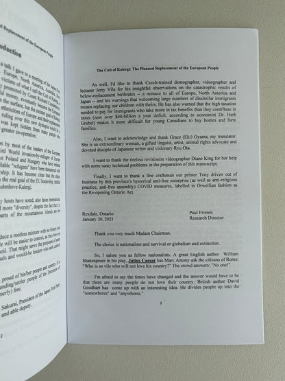 Cult of Kalergi: The Planned Replacement of the European People by Paul Fromm SB