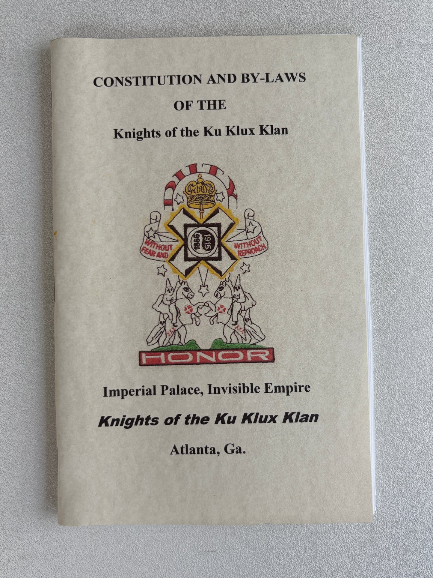 Constitution and Bylaws of the Knights of the Ku Klux Klan by William Bader SB