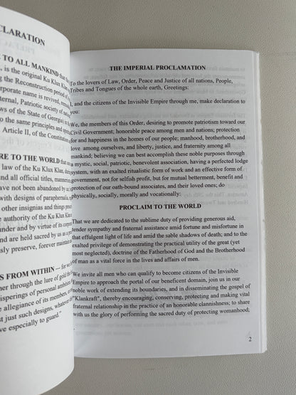 Constitution and Bylaws of the Knights of the Ku Klux Klan by William Bader SB