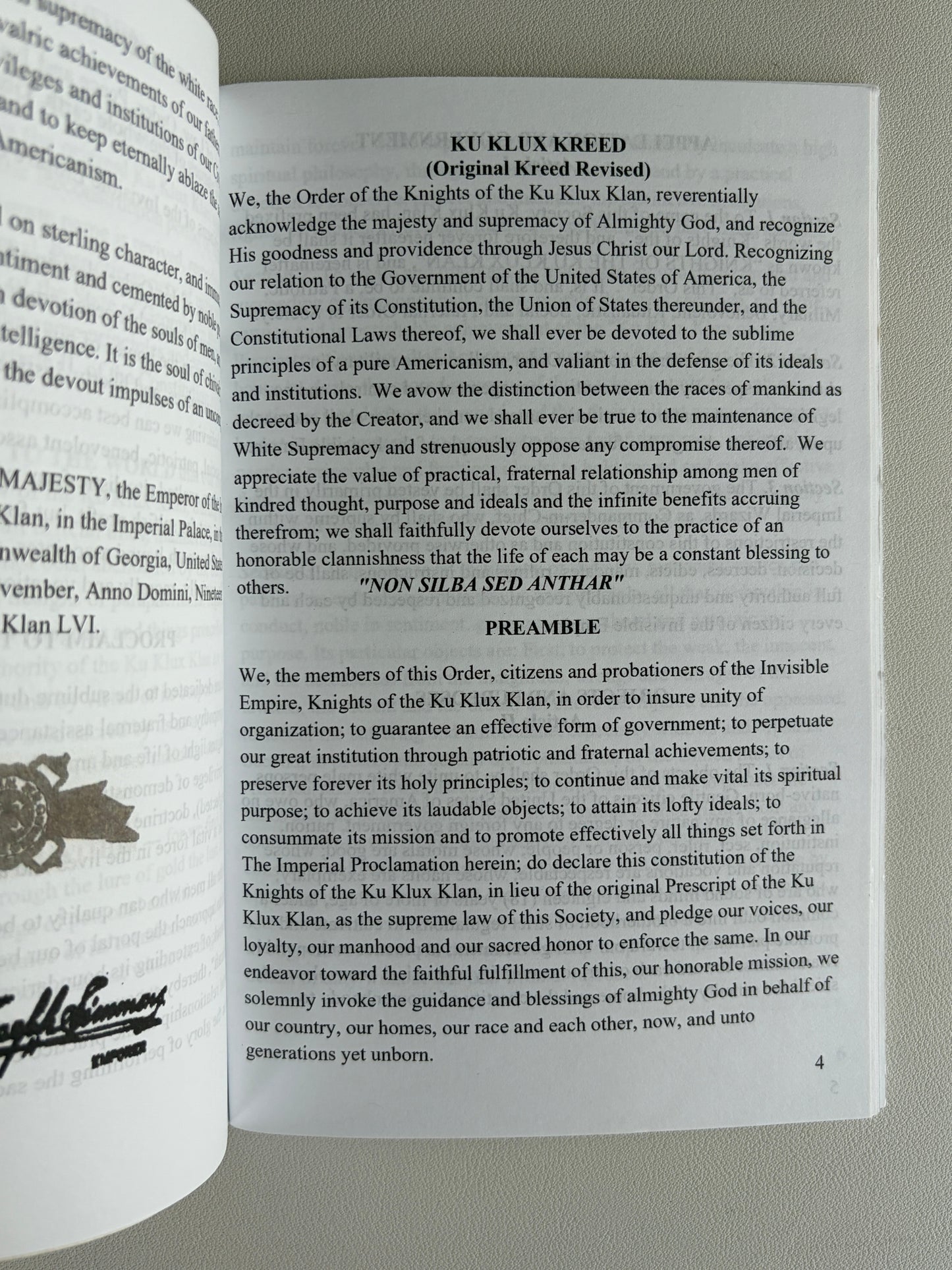 Constitution and Bylaws of the Knights of the Ku Klux Klan by William Bader SB
