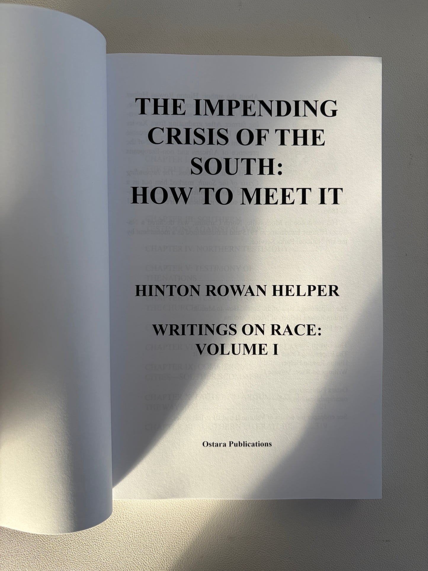 Impending Crisis of the South: How to Meet It by Hinton Helper PB
