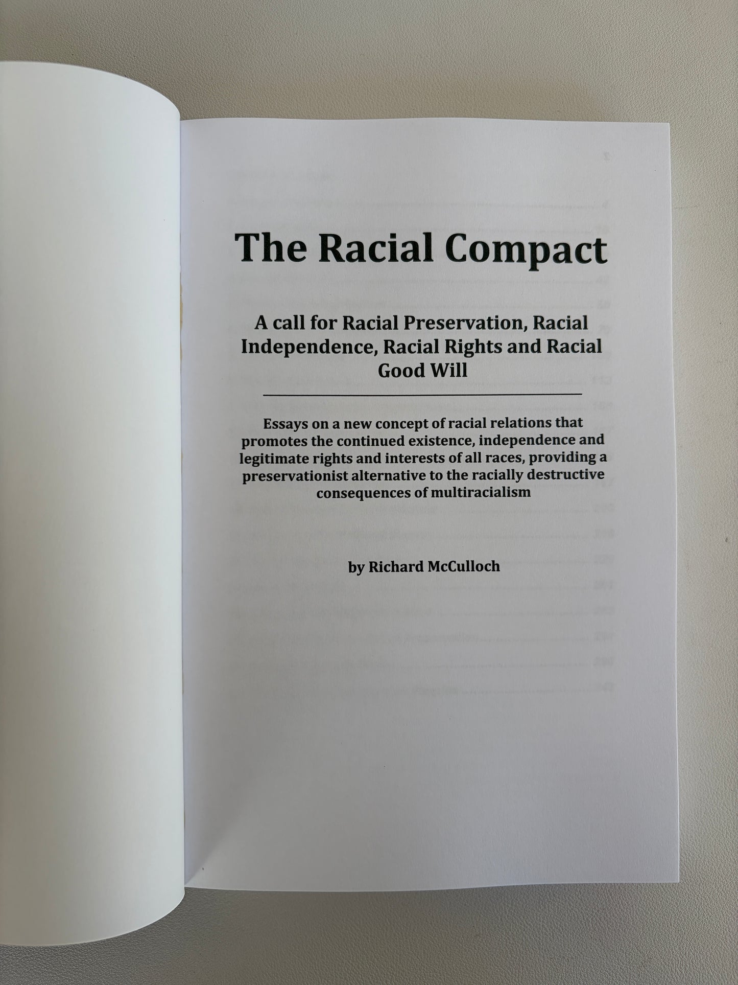 Racial Compact: A Call for Racial Rights, Preservation, and Independence by Richard McCulloch PB