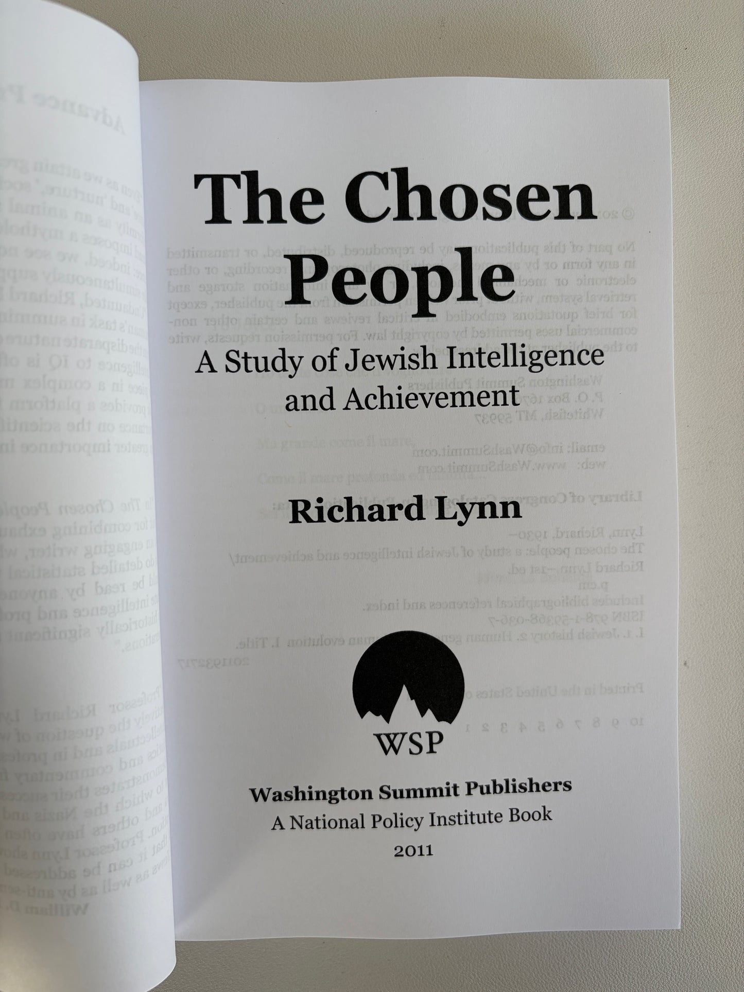 Chosen People: A Study of Jewish Intelligence and Achievement by Richard Lynn PB