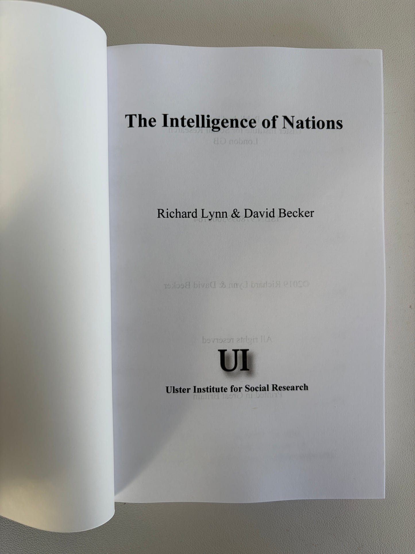 Intelligence of Nations by Richard Lynn PB