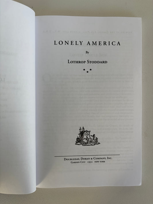 Lonely America by Lothrop Stoddard PB