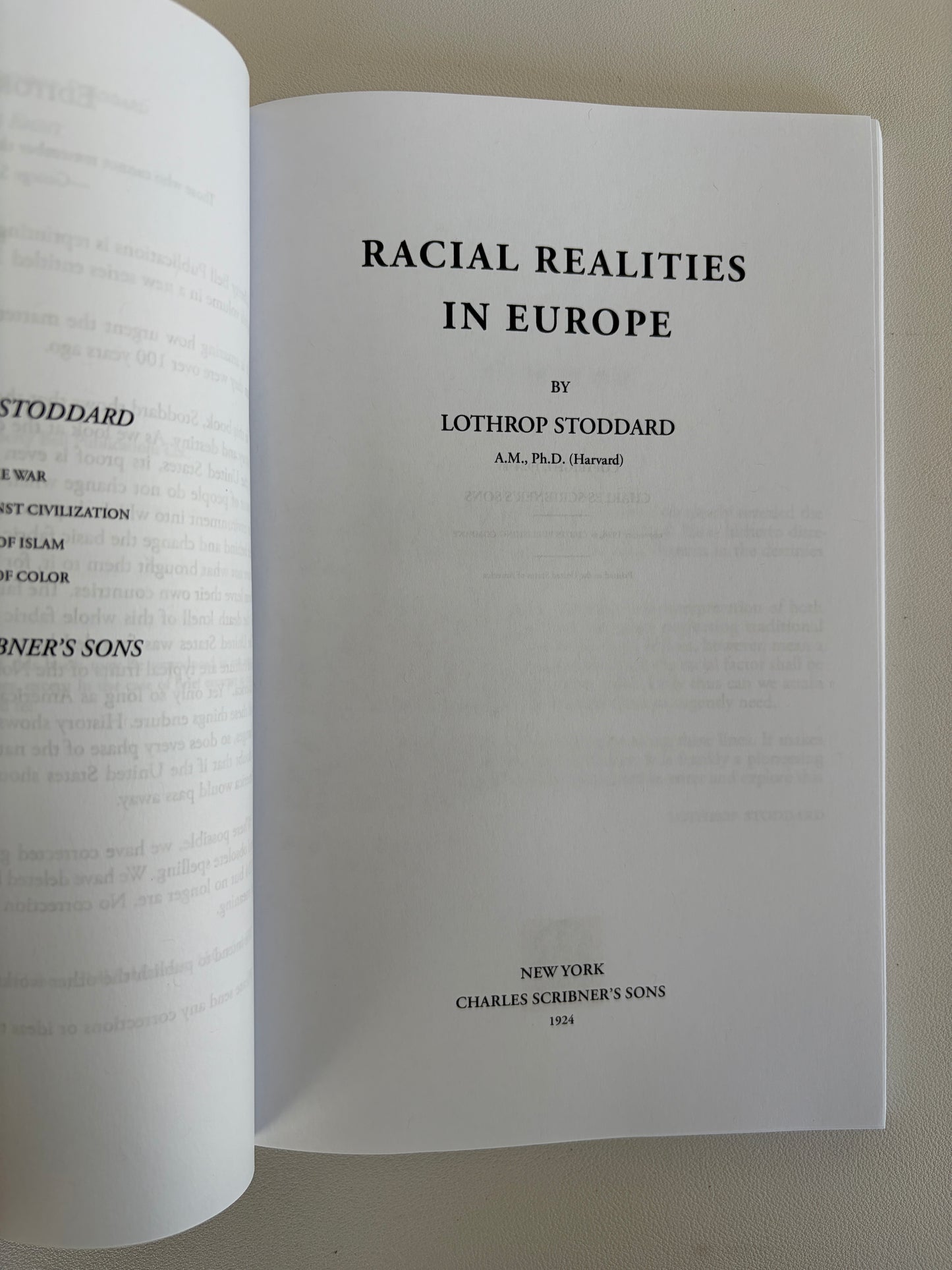 Racial Realities in Europe by Lothrop Stoddard PB