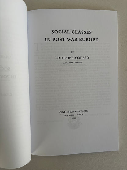 Social Classes in Post-War Europe by Lothrop Stoddard PB