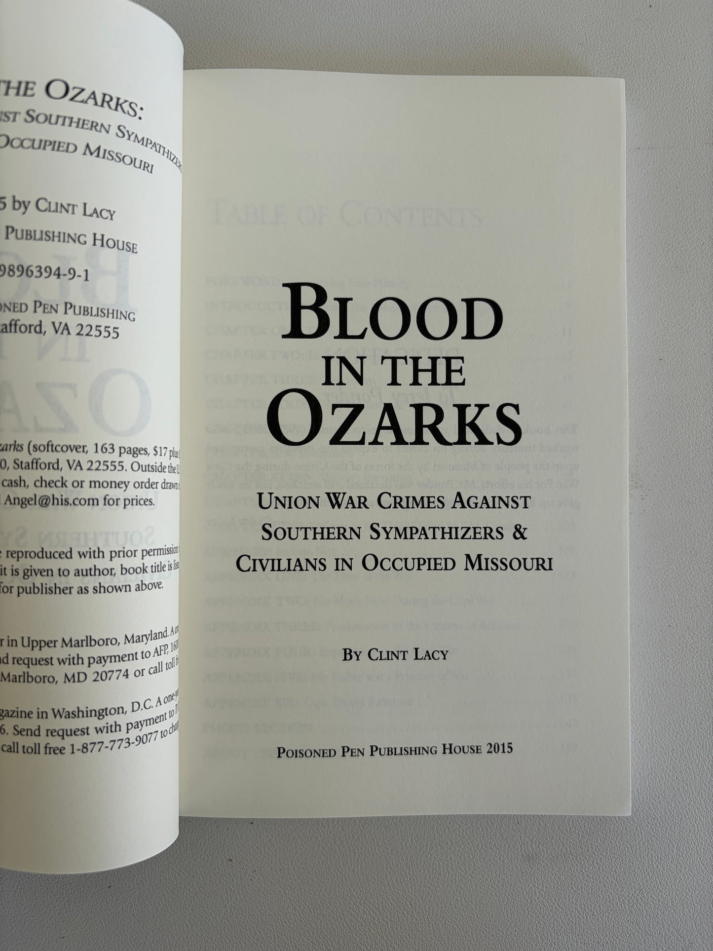 Blood in the Ozarks: War Crimes Against Southern Civilians by Clint Lacy PB