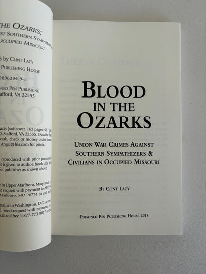 Blood in the Ozarks: War Crimes Against Southern Civilians by Clint Lacy PB